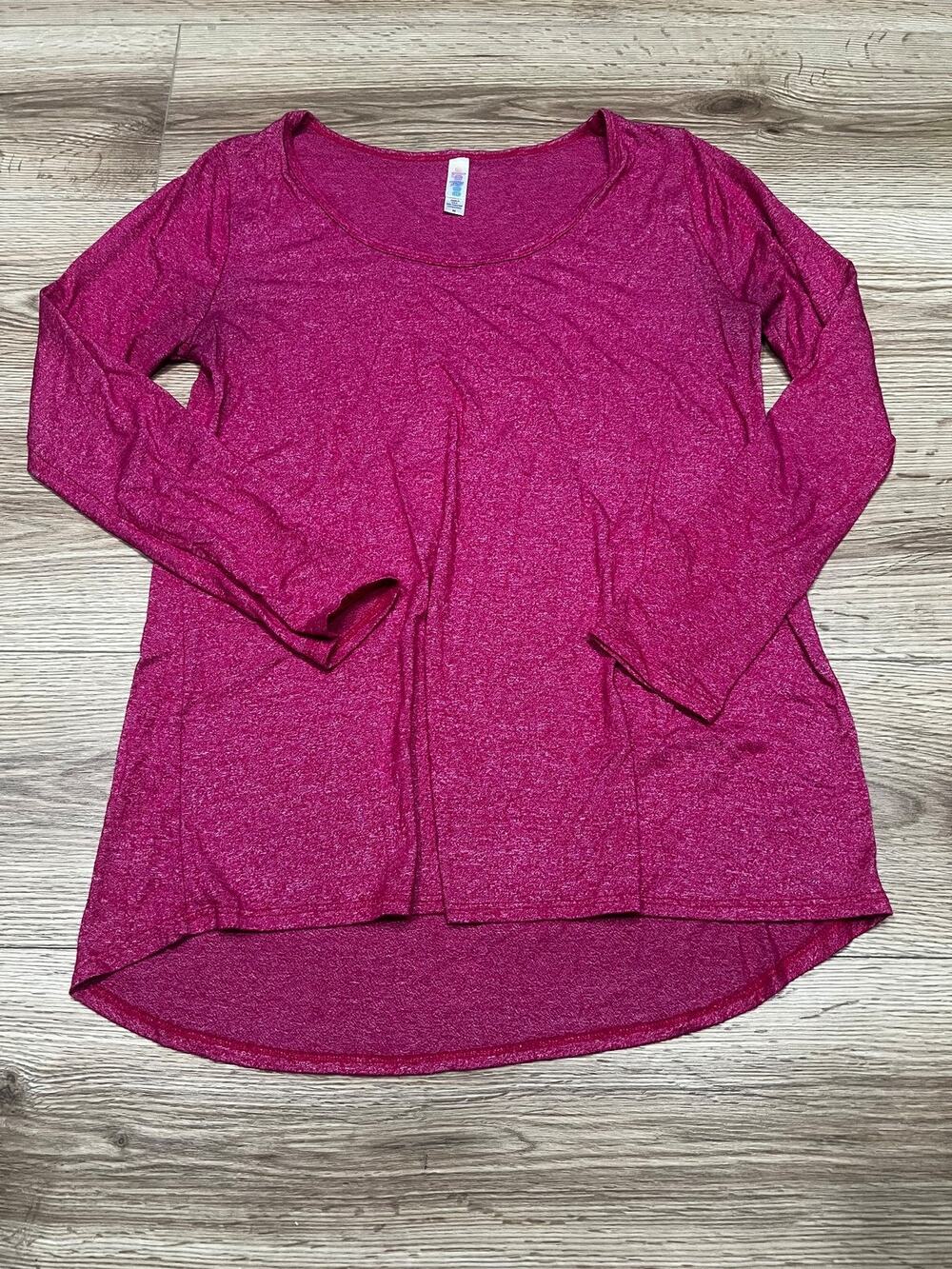 LuLaRoe Womens Top Size M Magenta Heather Long Sleeve Hi Lo (A00)